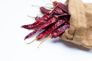 Hot red dried chili peppers