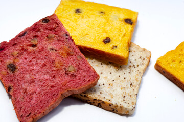 Stack of bread slices with whole grains