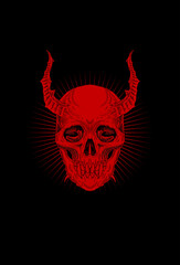 Skull with horn and light vector illustration