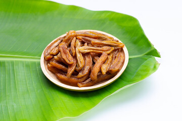 Sun dried banana. Fruit snack