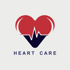 health logo design concept with heart gambar