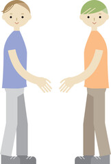 向き合って握手をするふたりの男性のイラスト