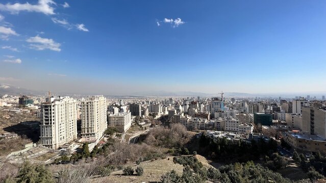 above a city from top mountain city from above day city tehran above
