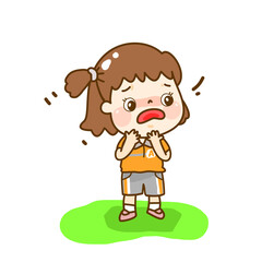 Obraz premium Cartoon kid character on background. 