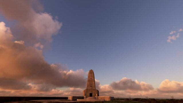 Front view at sunset of the Wright Brothers Aviation Memorial in Kill Devil Hills, North Carolina. USA