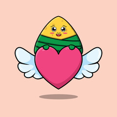 cute cartoon chinese rice dumpling character hiding heart in flat cartoon style illustration