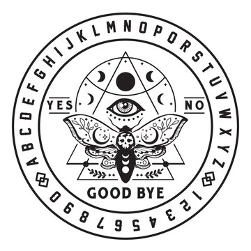 Ouija board with Death's Head Moth