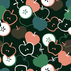 Abstract Organic Apple Fruit Vector Seamless Pattern