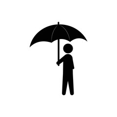 Icon of a man holding an umbrella