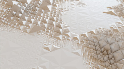 Light Futuristic Surface with Tetrahedrons. White, Geometric 3d Banner.
