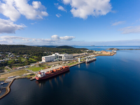 The Port At Albany With Ships And Grain Silos