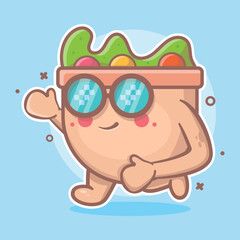 funny salad food character mascot running isolated cartoon in flat style design