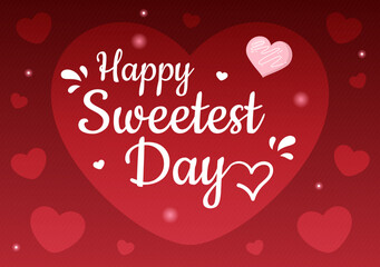 Naklejka premium Happy Sweetest Day on 21 October Sweet Holiday Event Hand Drawn Cartoon Flat Illustration with Cupcakes and Candy in a Pink Background