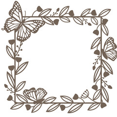 Fototapeta na wymiar brown round wreath with twigs and butterfly.design graphic