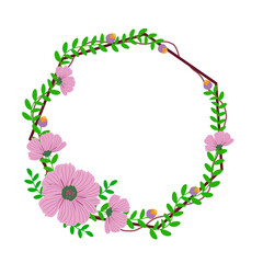 Round wreath with twigs with pink floral  .design graphic