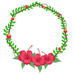 Round wreath with twigs with  floral  .design graphic