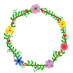 Round wreath with twigs with  floral  .design graphic