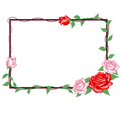 Round wreath with twigs with rose floral  .design graphic