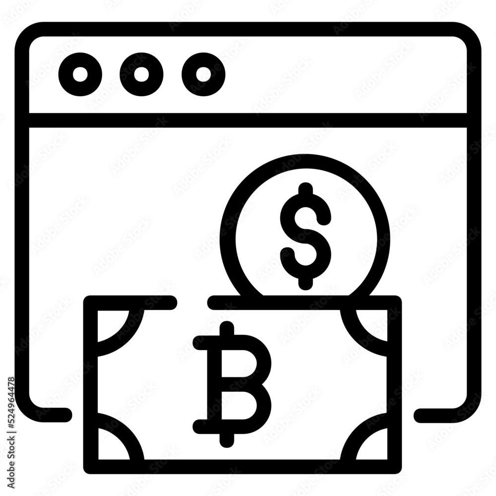 Poster a bitcoin website line icon design