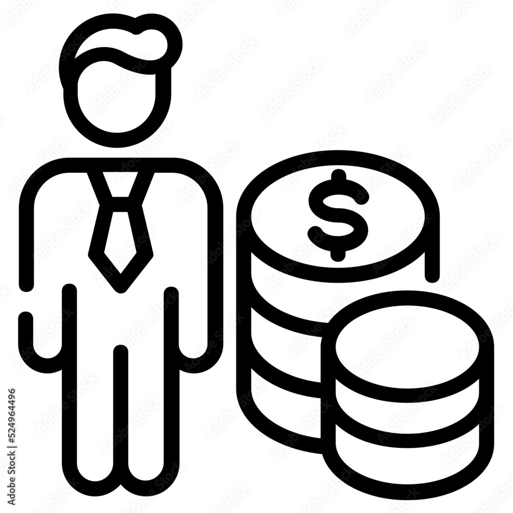 Poster trendy line icon of an investor