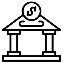 Modern line icon of a bank