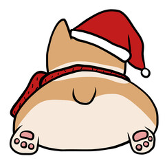 Corgi wear Santa hat cartoon