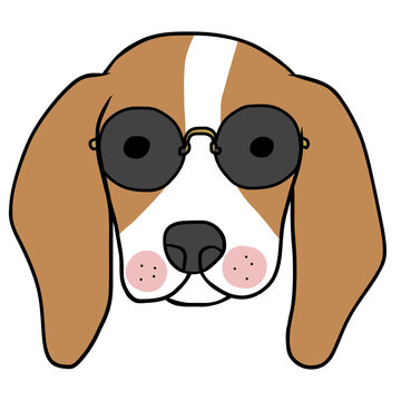 Beagle dog wear sunglasses cartoon