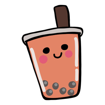 Bubble tea smile face cartoon