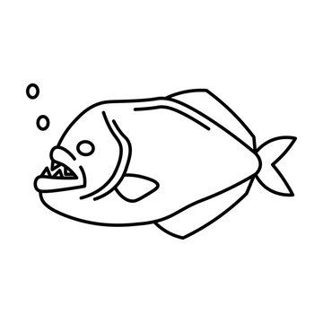 recommend clip art: Piranha line art icon design template vector illustration