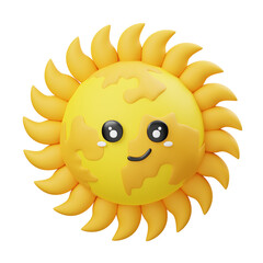 Fototapeta premium Cute Sun Face 3D Icon
