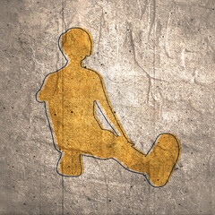 Silhouette of sitting young woman in thin line style