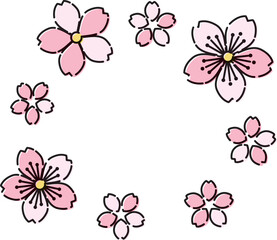 桜の花のイラストフレーム