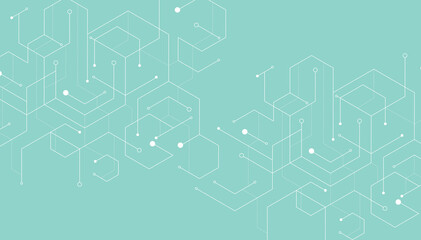 Abstract geometric dots connection on green background. Abstract hexagon technology connect for concept design.