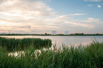 sunset over the river