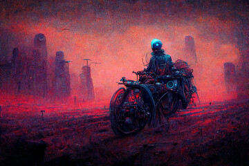 person riding a motorcycle, nuclear war