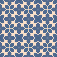 Japanese Geometric Flower Mosaic Vector Seamless Pattern