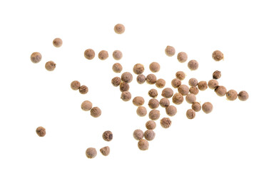 White Peppercorns on White Background