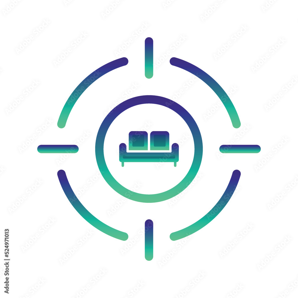 Poster target sofa logo gradient design template icon element
