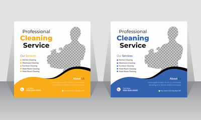 Professional cleaning service social media post design template