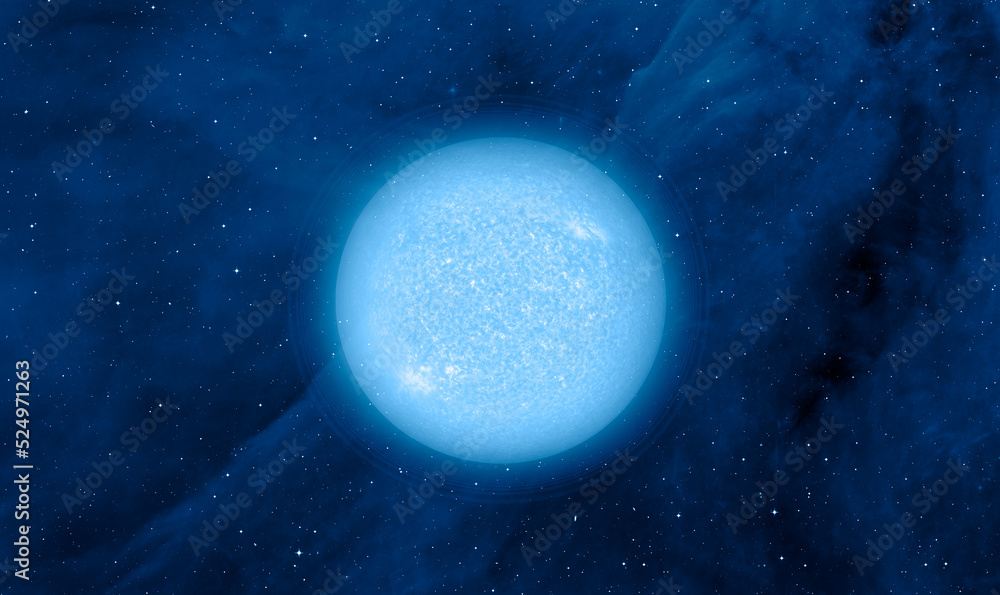 Poster Our star with magnetic storms. Plasma flash on the surface of a our star with lot of stars 