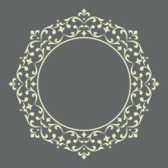 Decorative frame Elegant vector element for design in Eastern style, place for text. Floral gray border. Lace illustration for invitations and greeting cards