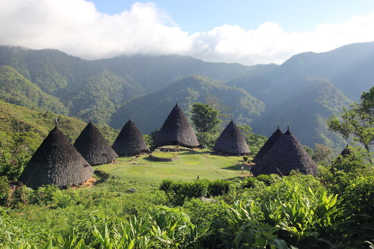 Wae Rebo village, Wae Rebo is an old Manggaraian village, situated in the pleasant, isolated mountain scenery. Feels fresh air and see the beautiful moment in Flores, Indonesia

