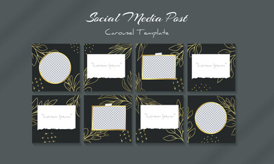 Social media carousel luxury golden feed post template