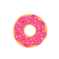 Donut vector Circle donuts with colorful holes covered in delicious chocolate.