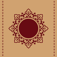 Decorative frame Elegant vector element for design in Eastern style, place for text. Floral golden and red border. Lace illustration for invitations and greeting cards