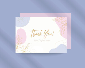Thank you card template with beautiful floral elements