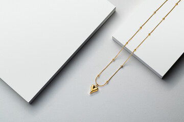 Gold jewelry on white background