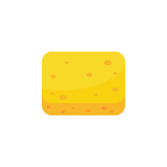 Sponge for washing dishes. Yellow sponge with many holes for cleaning.