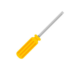 Hand tools vector. yellow Phillips screwdriver For screwing the screws to assemble wooden pieces.