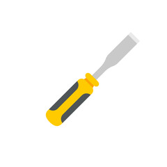 Hand tools vector. yellow Phillips screwdriver For screwing the screws to assemble wooden pieces.